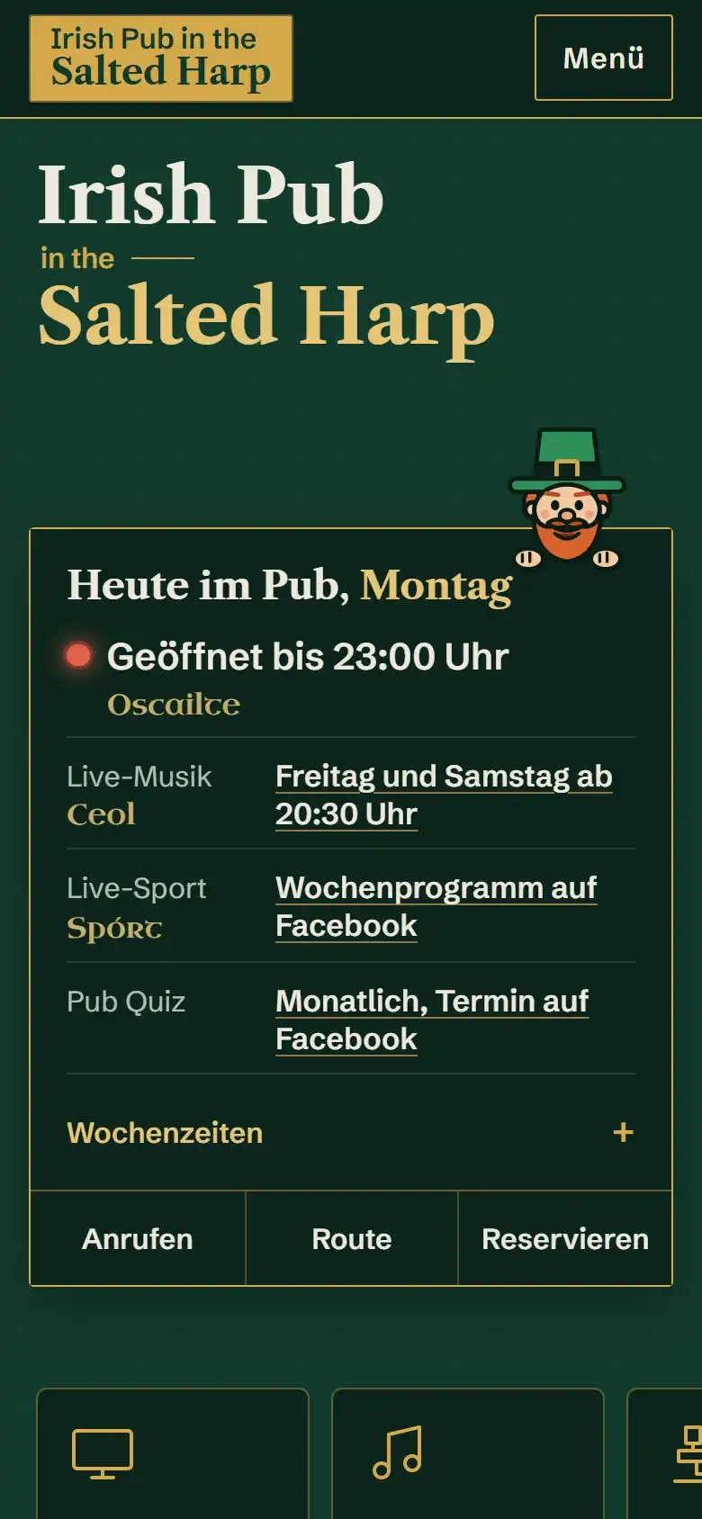 Designentwurf für einen Irish Pub auf dem Smartphone